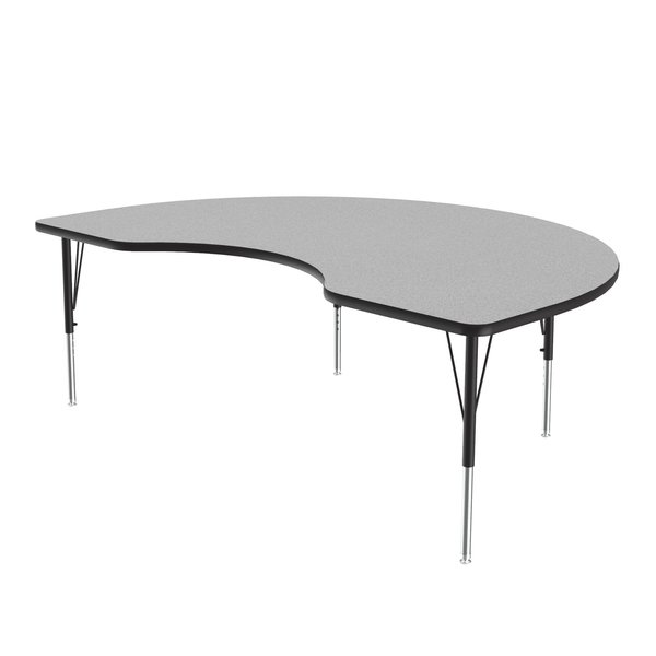 Correll Kidney Adjustable Height Activity Kids School Table, 48" X 72" X 19" to 29", Gray Granite A4872-KID-15